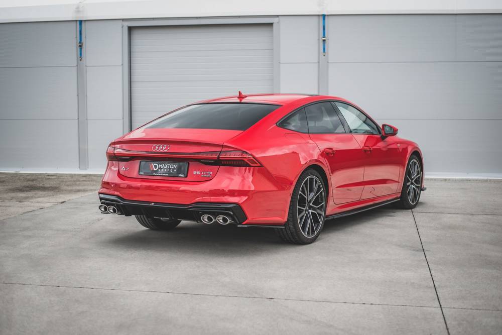 DIFFUSORE POSTERIORE + TERMINALI DI SCARICO IMITAZIONE ADATTI PER AUDI A7 C8 S-LINE  2017-