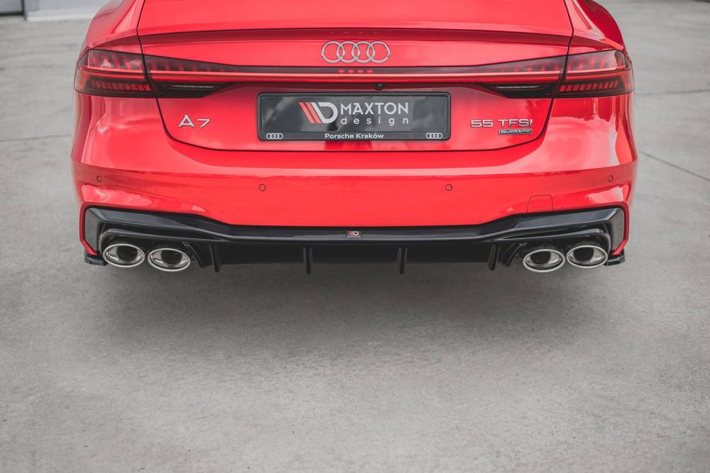 DIFFUSORE POSTERIORE + TERMINALI DI SCARICO IMITAZIONE ADATTI PER AUDI A7 C8 S-LINE  2017-