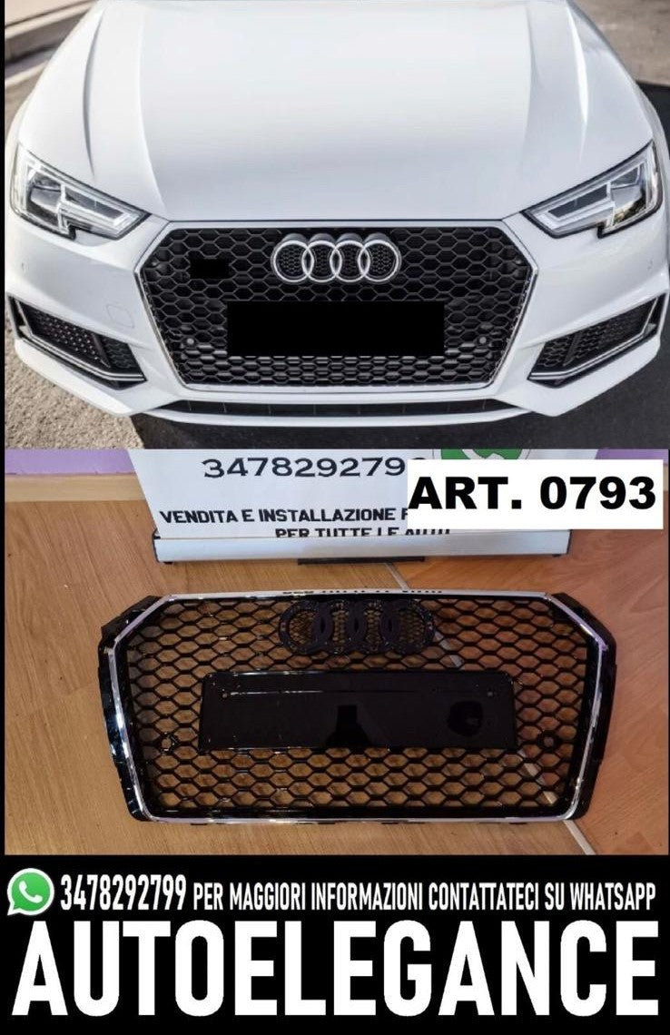 ART. 0793 GRIGLIA A4 B9 2015-2019 LOOK RS4 NERA CON BORDO CROMATO