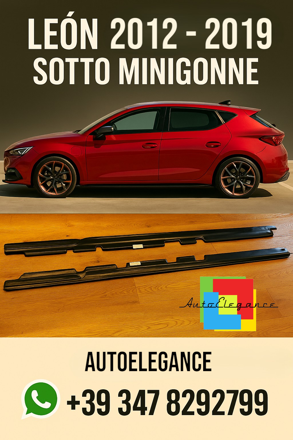 ✨SOTTO MINIGONNE ADATTO PER CUPRA LEON 5F 2012-2019 NERO LUCIDO✨