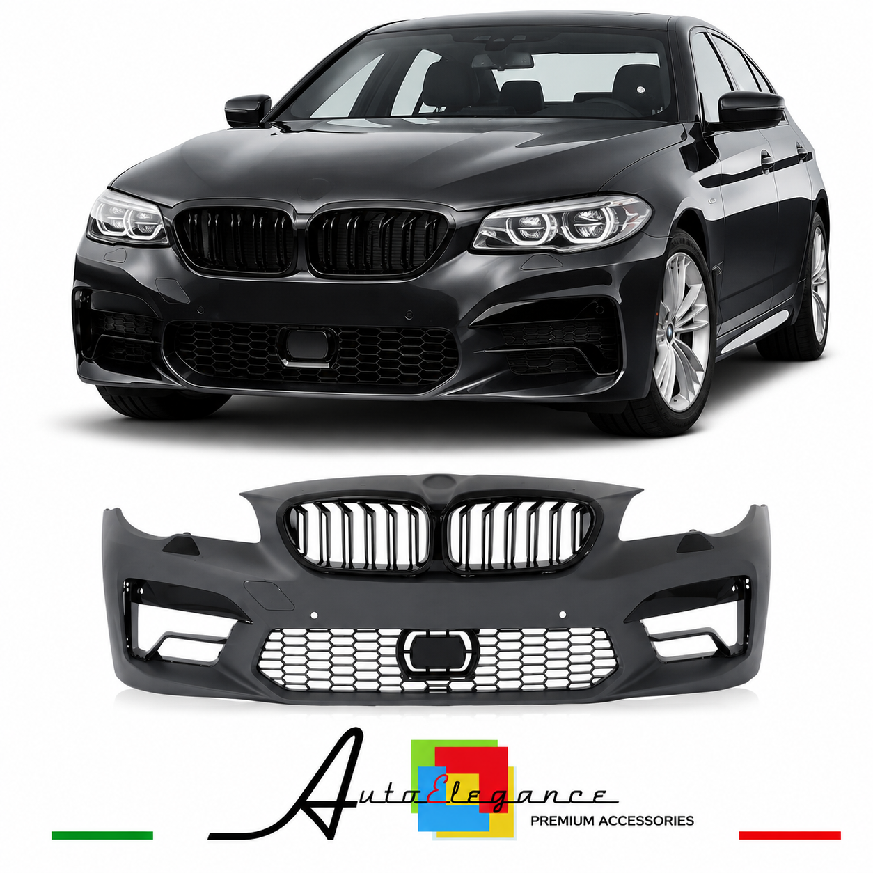 PARAURTI ANTERIORE BMW F10 F11 LOOK M5 G30 + GRIGLIE