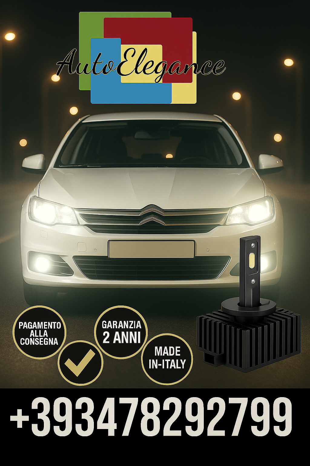 COPPIA LAMPADE D2S LED DA XENON A LED PER   CITROEN C6