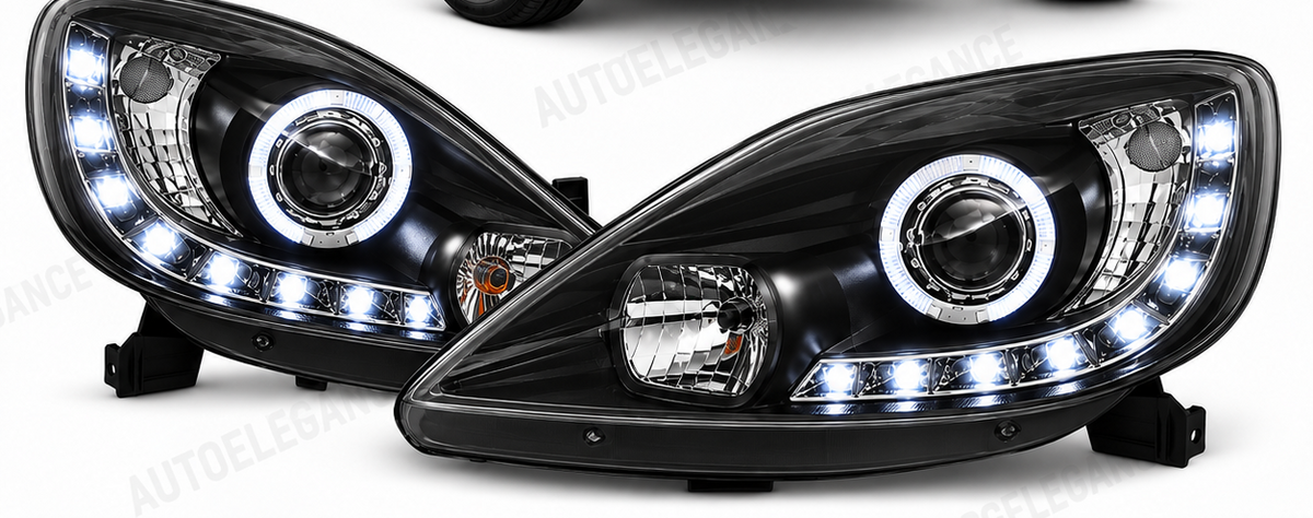 ART.11073  FARI  ANTERIORI ADATTO PER PEUGEOT 107 05-11 NERO  LED