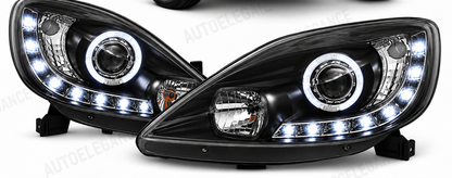 ART.11073  FARI  ANTERIORI ADATTO PER PEUGEOT 107 05-11 NERO  LED