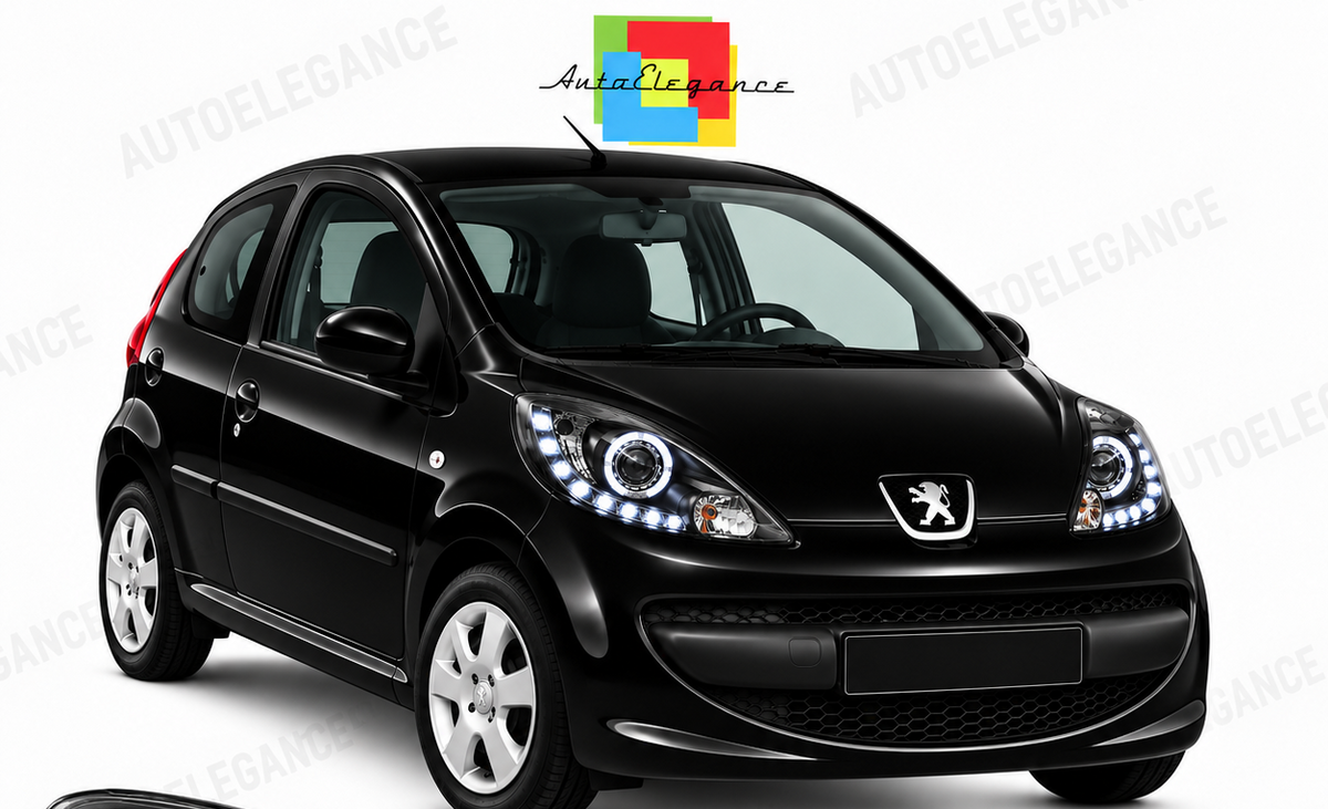 ART.11073  FARI  ANTERIORI ADATTO PER PEUGEOT 107 05-11 NERO  LED
