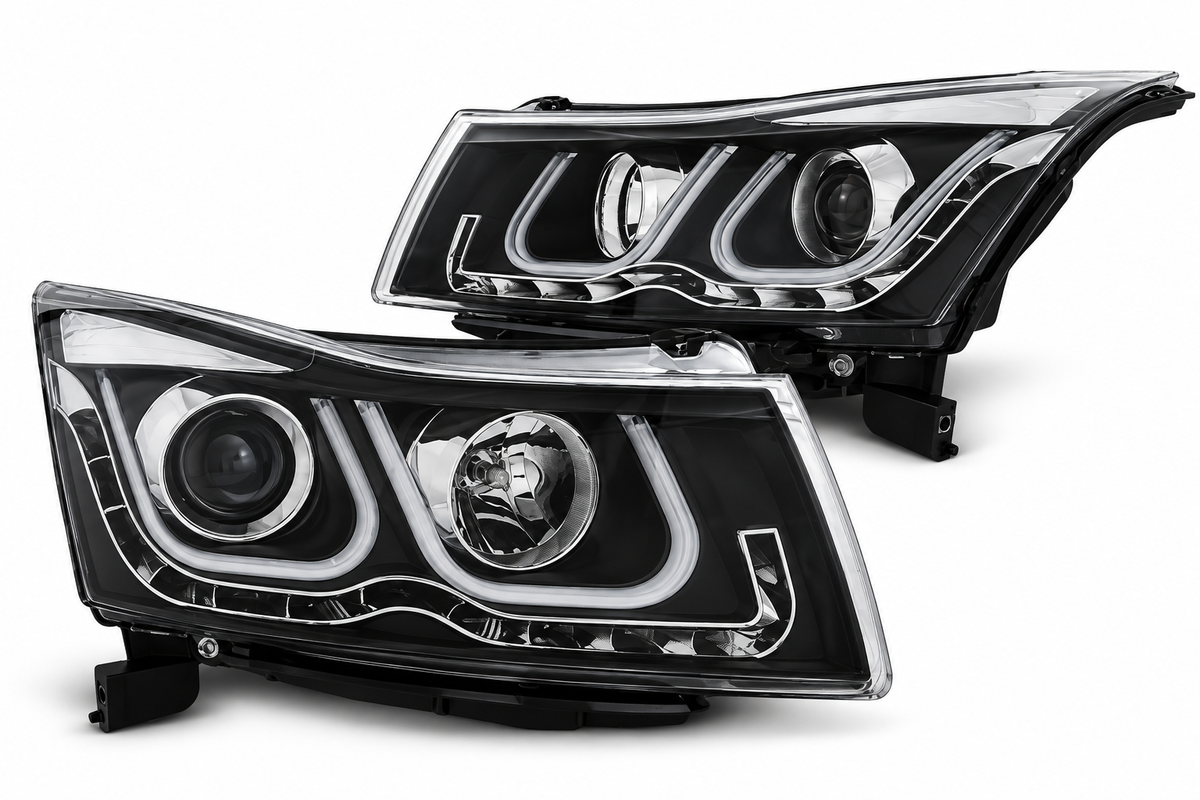 ART.5545 FARI ANTERIORI ADATTO PER CHEVROLET CRUZE 09-12 TUBO NERO CHIARO