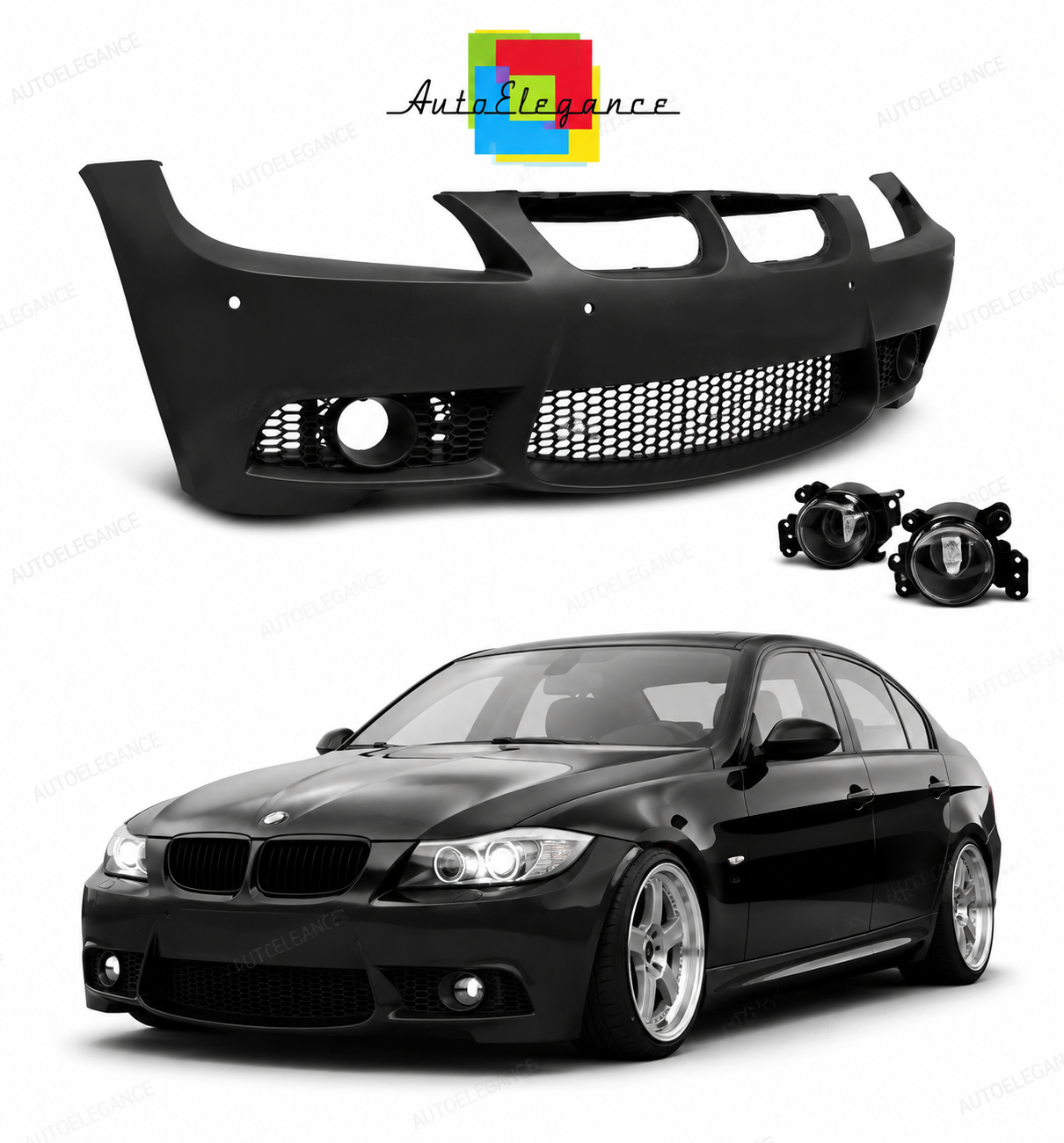 💕PARAURTI ANTERIORE BMW E90 E91 05-08 LOOK M3 PDC + FENDINEBBIA💕
