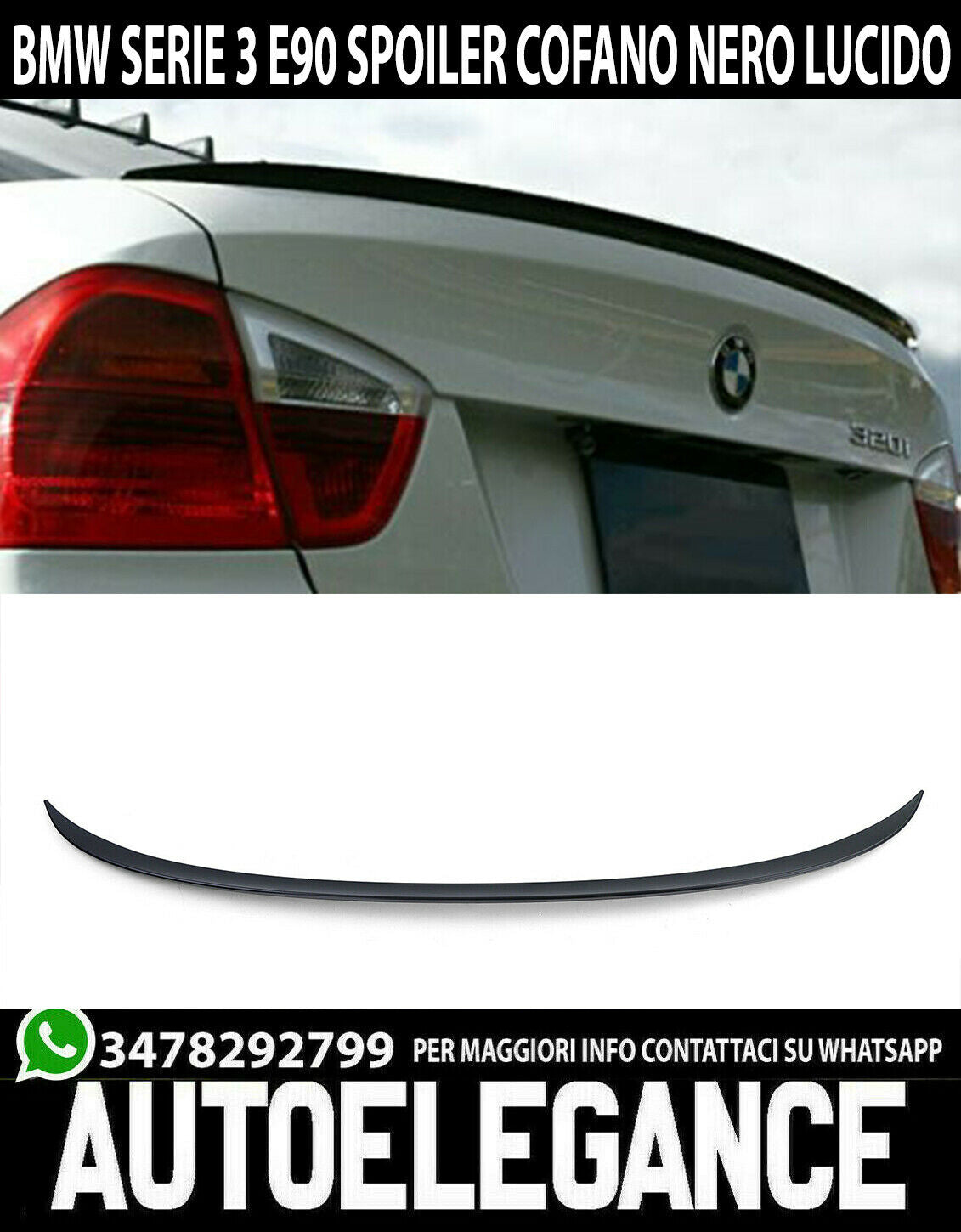 SPOILER BAGAGLIAIO SPORT STYLE NERO LUCIDO per BMW E90 05-11