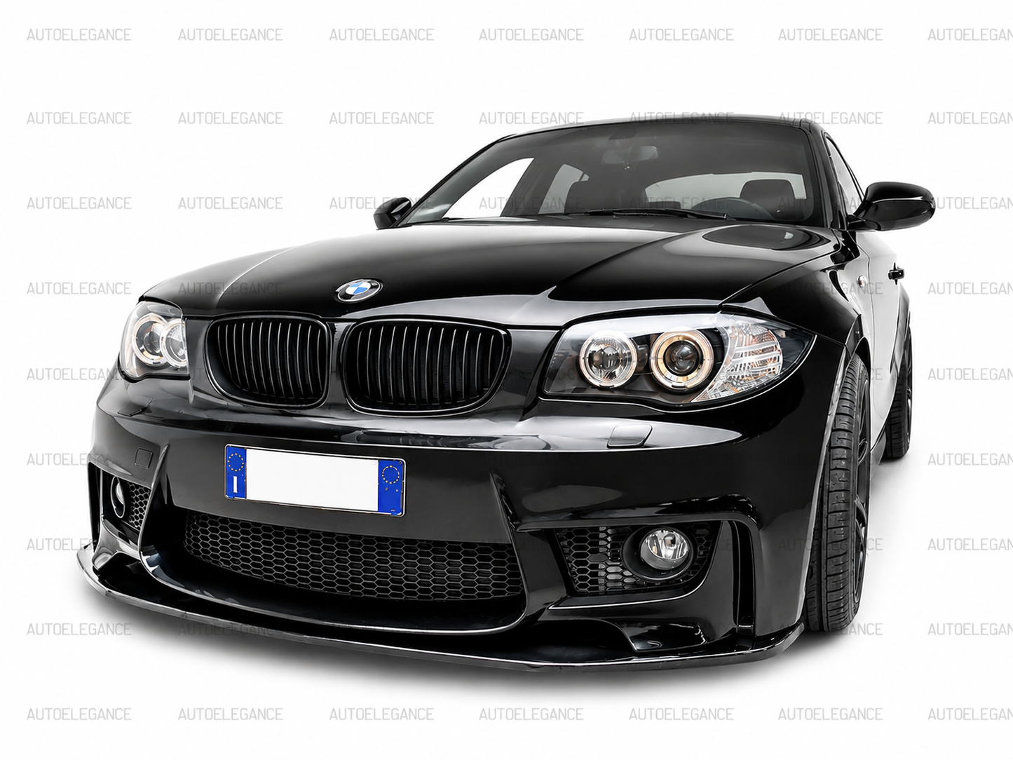 💫ART.0083 SPLITTER ANTERIORE NERO LUCIDO PER BMW SERIE 1 E81 E87 E82 E88 M1💫