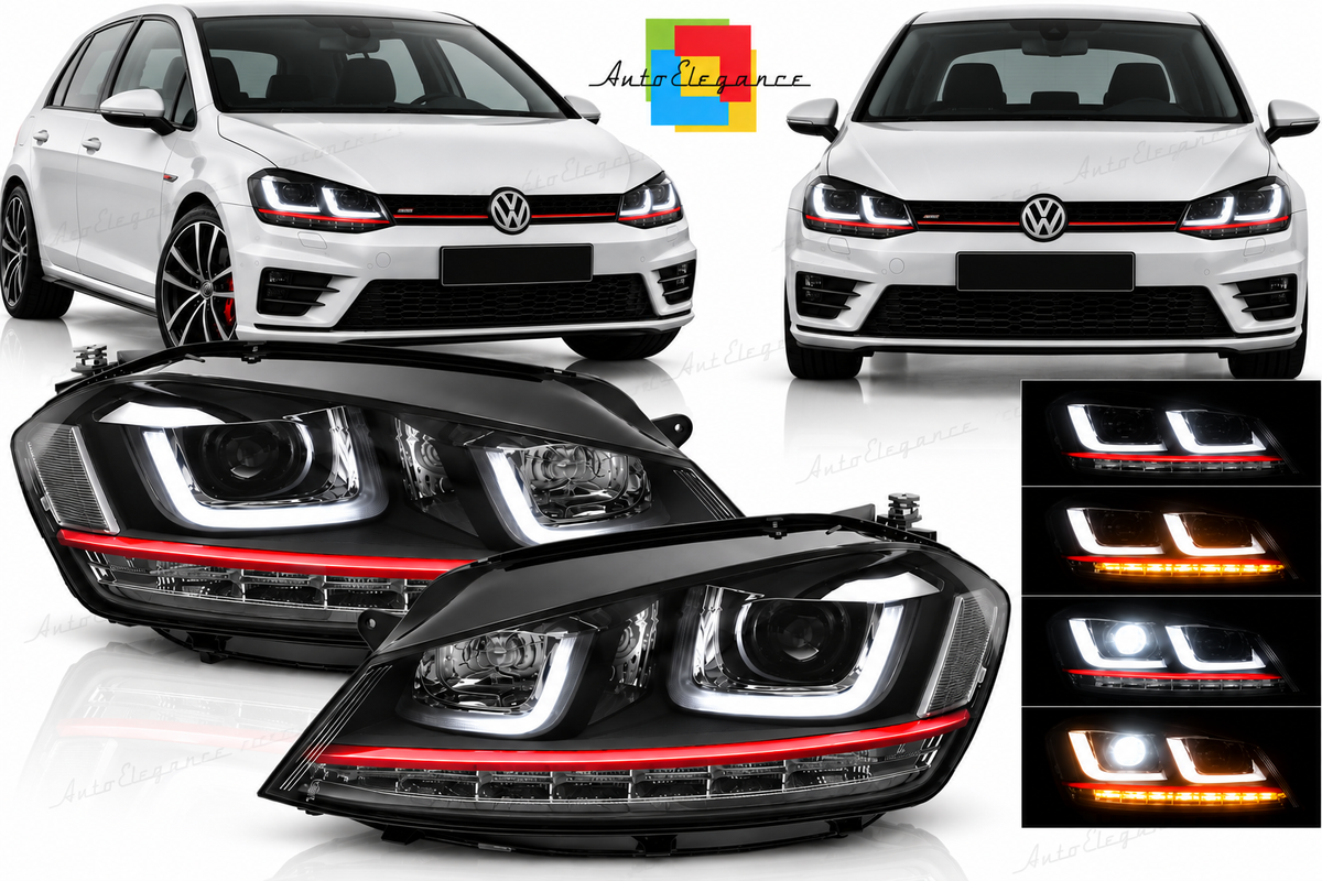 FARI LED ROSSO SEQ DRL ADATTI PER VW GOLF VII 13-17