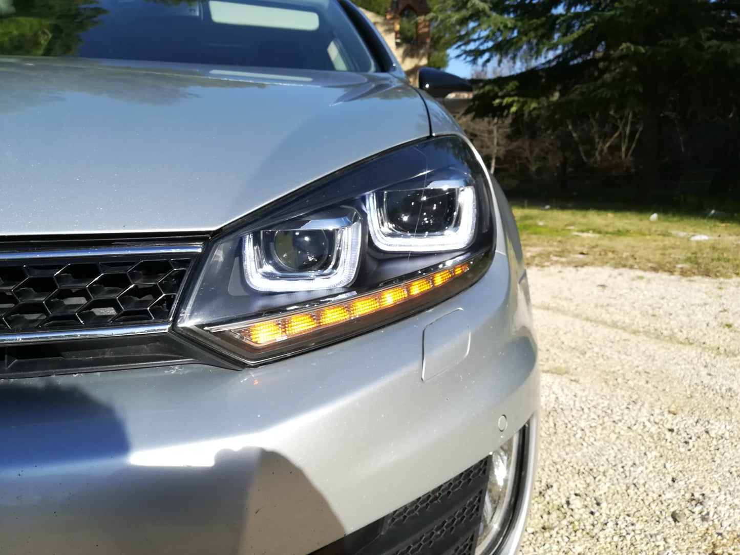 ✨FANALI ANTERIORI LUCI DIURNE ADATTI PER VW Golf 6 08-12 Trasparente/Nero✨