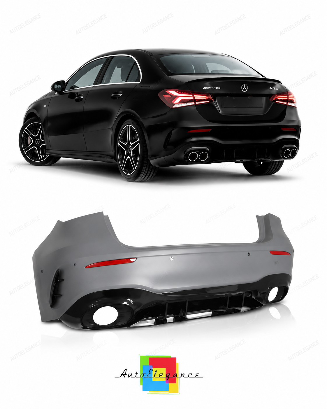 💕PARAURTI POSTERIORE MERCEDES CLASSE A W177 19-24 LOOK AMG A35💕