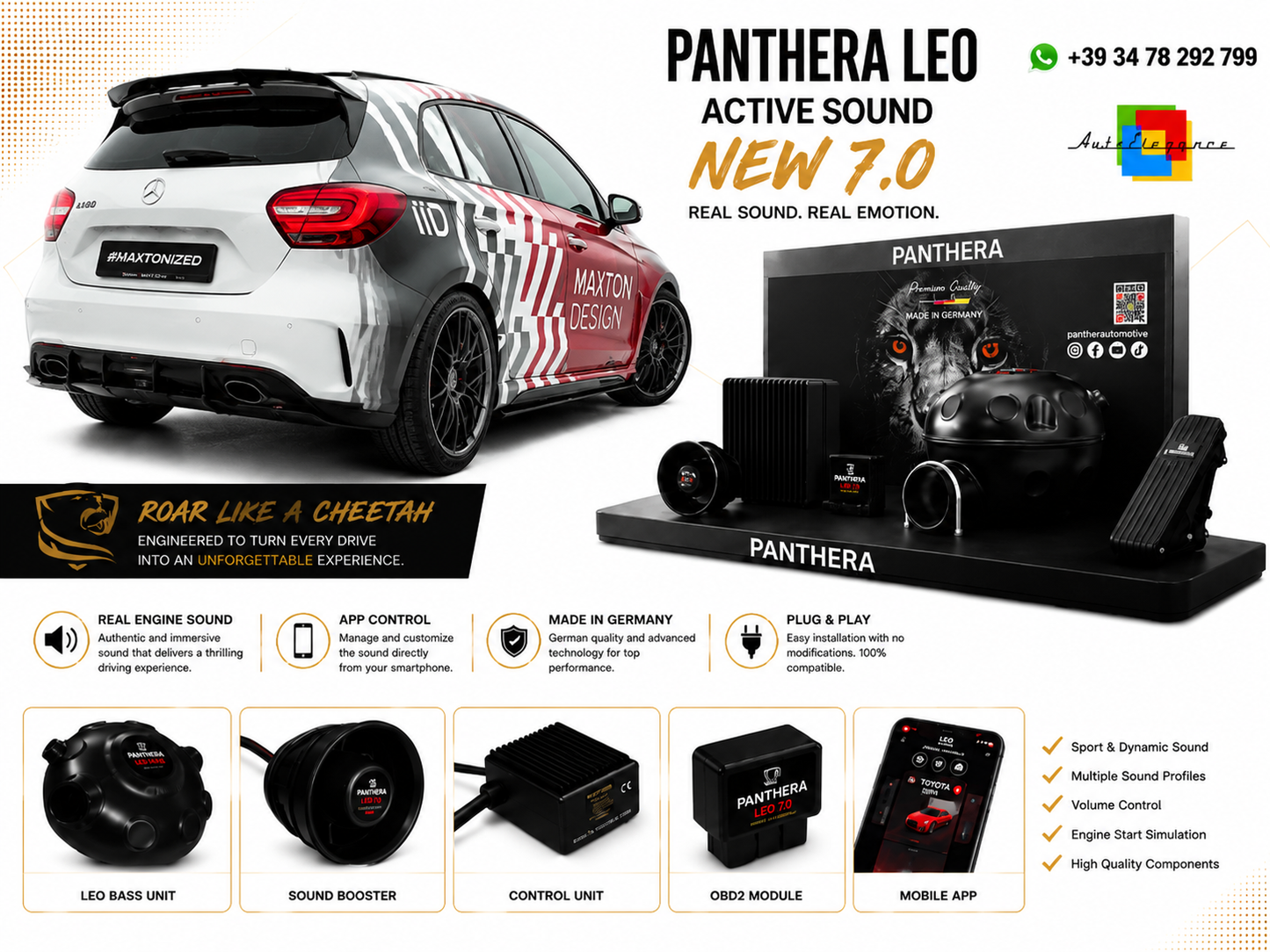 💕ART.2672 PANTHERA Soundsystem Booster 7.0 -Mercedes-Benz A W176💕