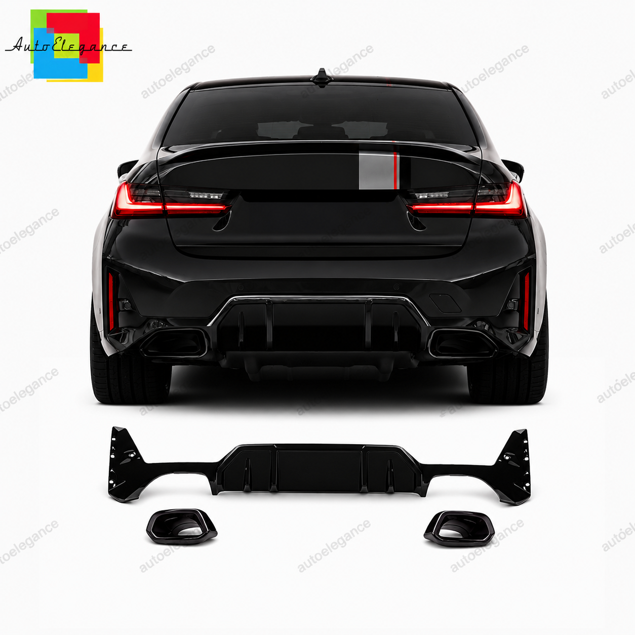 👉Diffusore Posteriore Look M 340i +Terminali BMW 3 G20 G21 LCI 23-25👈