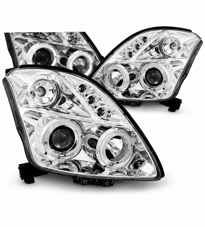 💕 Fari Anteriori Adatti per Suzuki Swift 05-10 Angel Eyes Cromati 💕