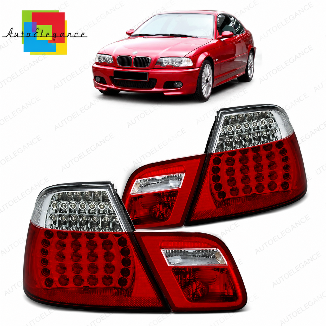 👉Fanali posteriori LED rossi trasparenti adatti per BMWSerie3 E46 Coupé 99-03👈