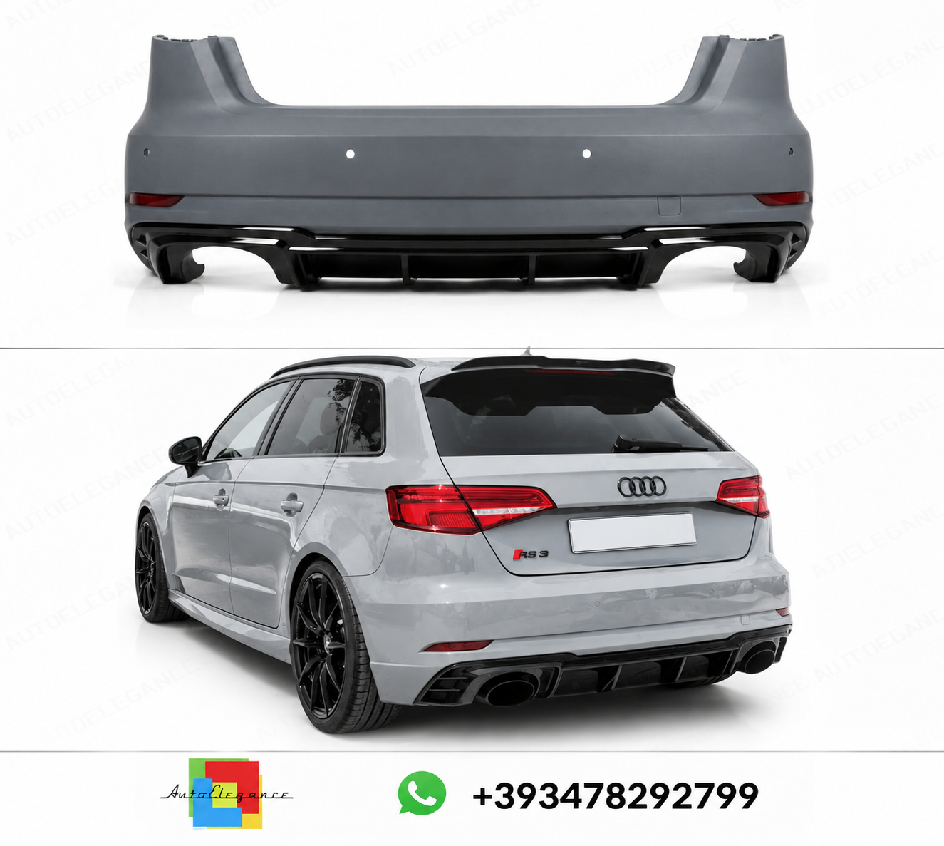 💕ART.10275 PARAURTI POSTERIORI RS3 Style Audi A3 (8V) Sportback 12-19💕