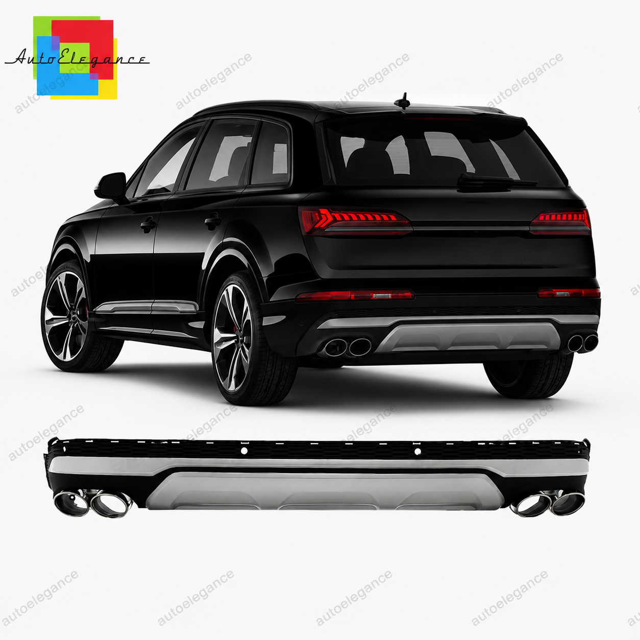 👉Diffusore Posteriore Look SQ7 + Terminali Cromati per Audi Q7 20-23👈