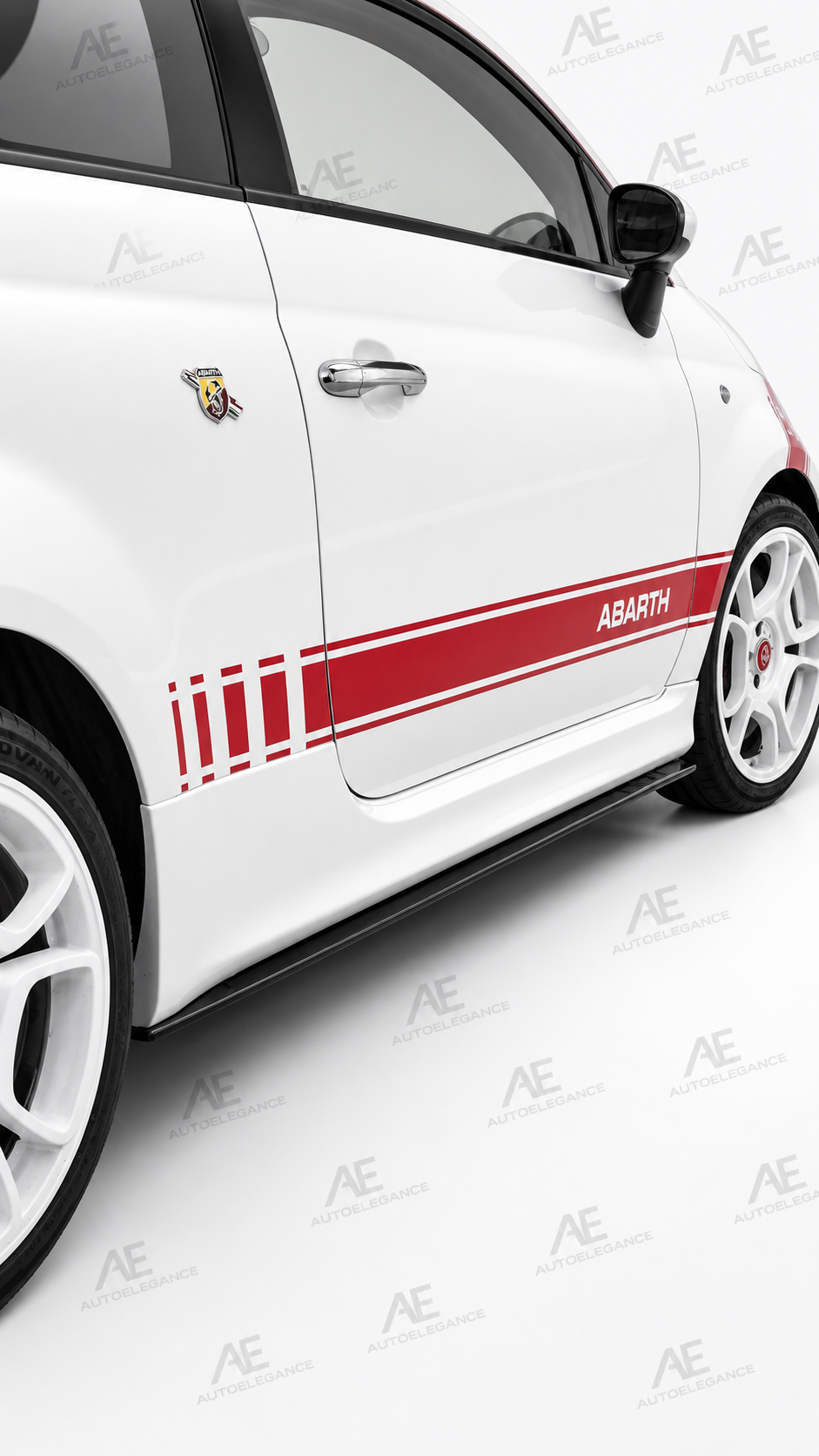 Sotto minigonne adatto per Fiat 500 nero lucido