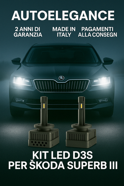 ⭐KIT XENON D3S 6000K ANABBAGLIANTI PER SKODA SUPERB III – LUCE BIANCA POTENTE⭐