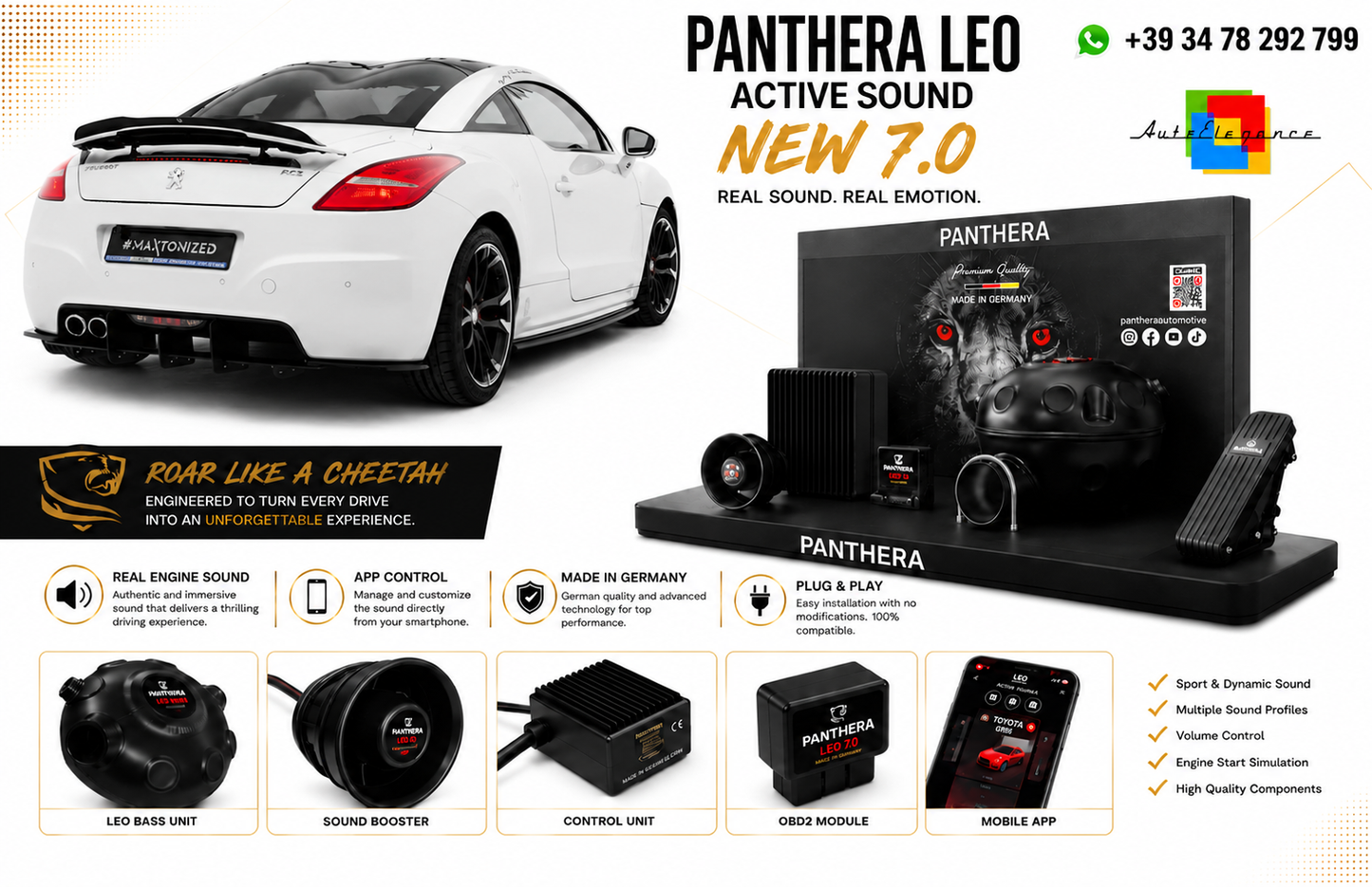 💕ART.2672 PANTHERA Soundsystem Booster 7.0 -   Peugeot RCZ Mk1 / Mk1 Facelift💕
