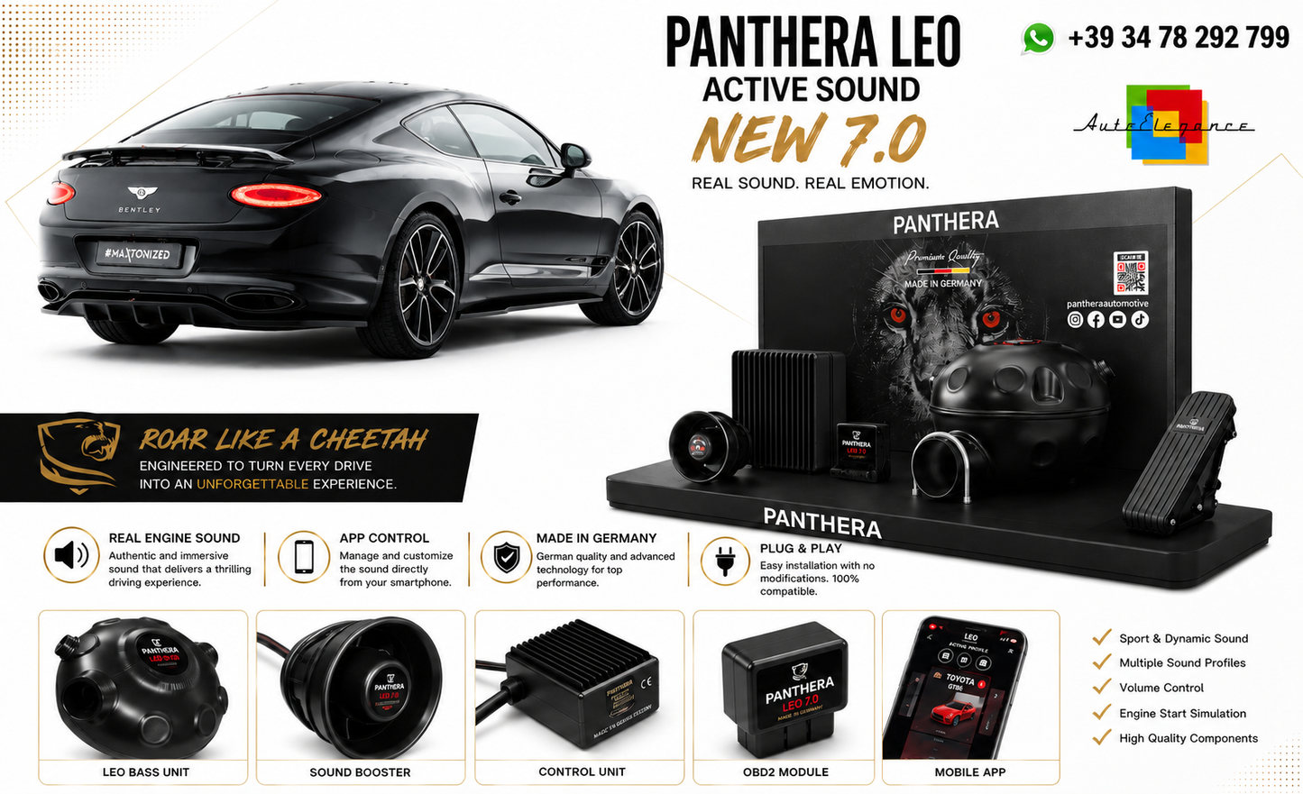 💫ART.2672 PANTHERA Soundsystem Booster 7.0 - Bentley Continental GT Coupe Mk3💫