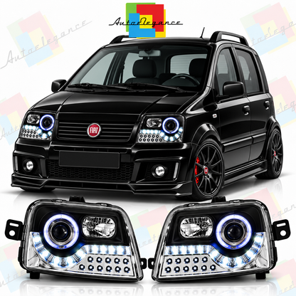 ART.11153 FARI ANTERIORI ADATTO PER FIAT PANDA 03-12 NERO