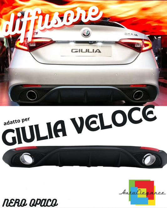 DIFFUSORE ADATTO PER ALFA ROMEO GIULIA LOOK VELOCE OPACO + TERMINALI CROMATI