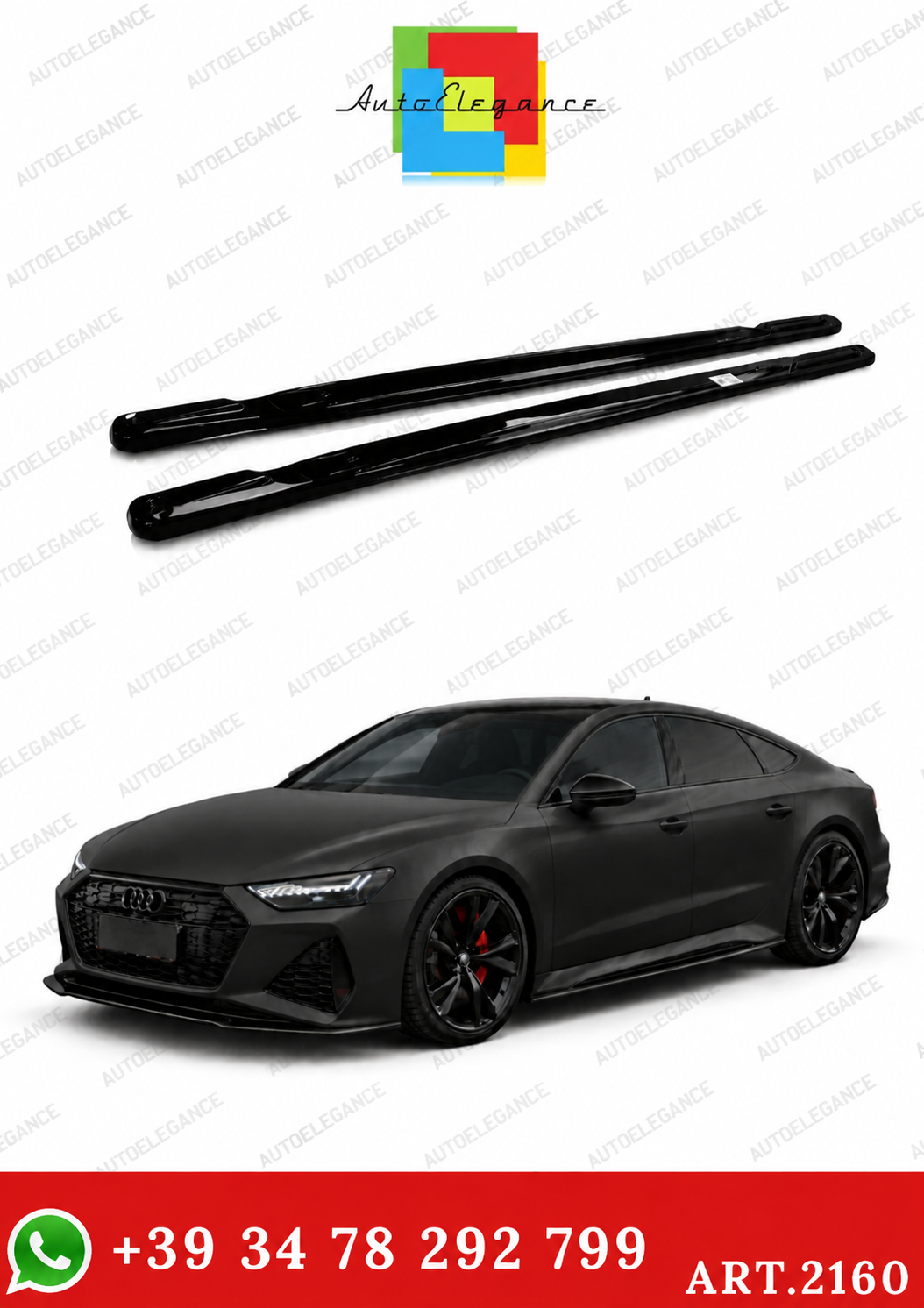 💫SOTTO MINIGONNE AUDI A6 C8 RS6 A7 C8 RS7 19-23 NERO LUCIDO (213cm)💫