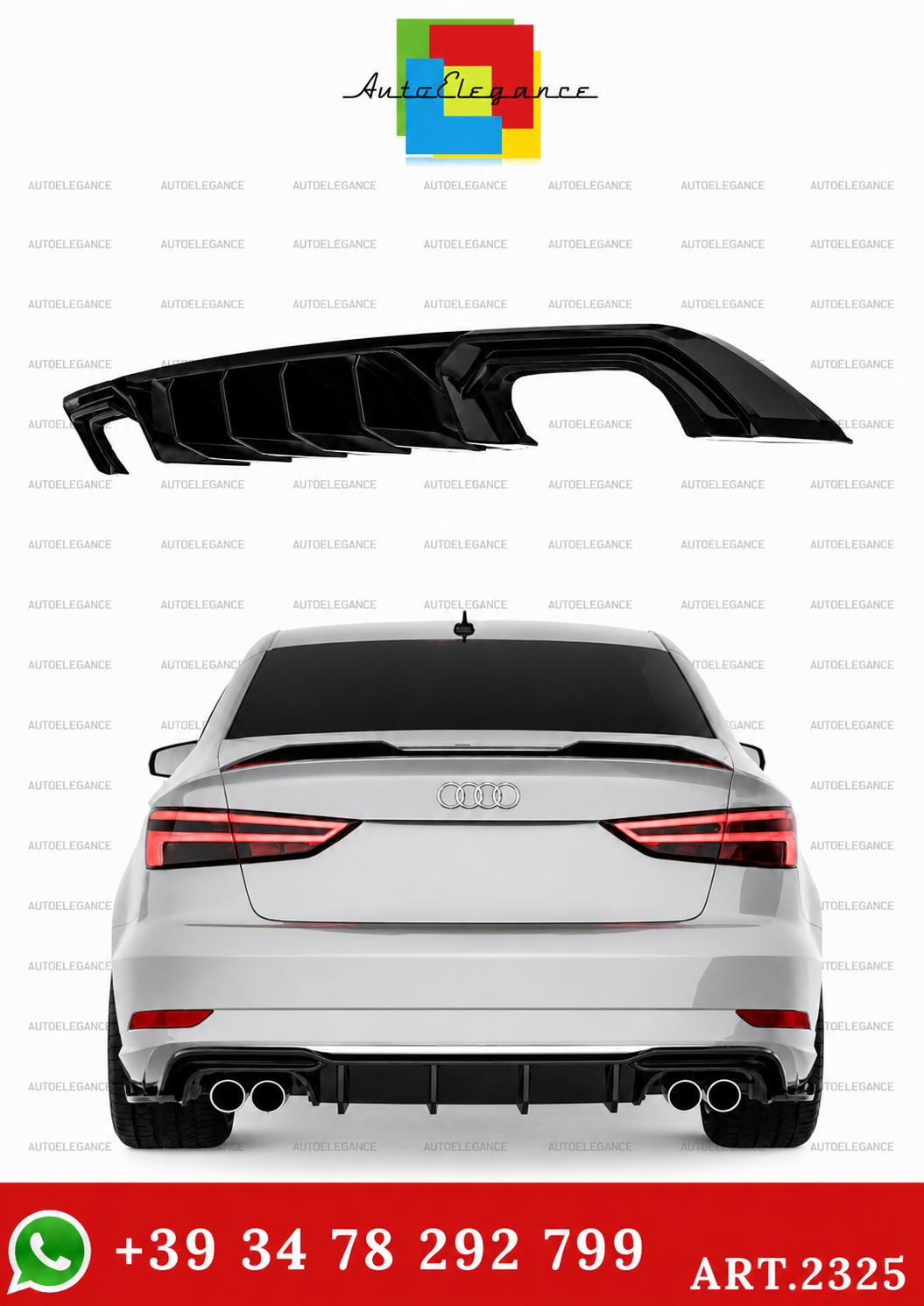 💫ART.2325  DIFFUSORE AUDI A3 8V FACELIFT SEDAN 2016-2020💫