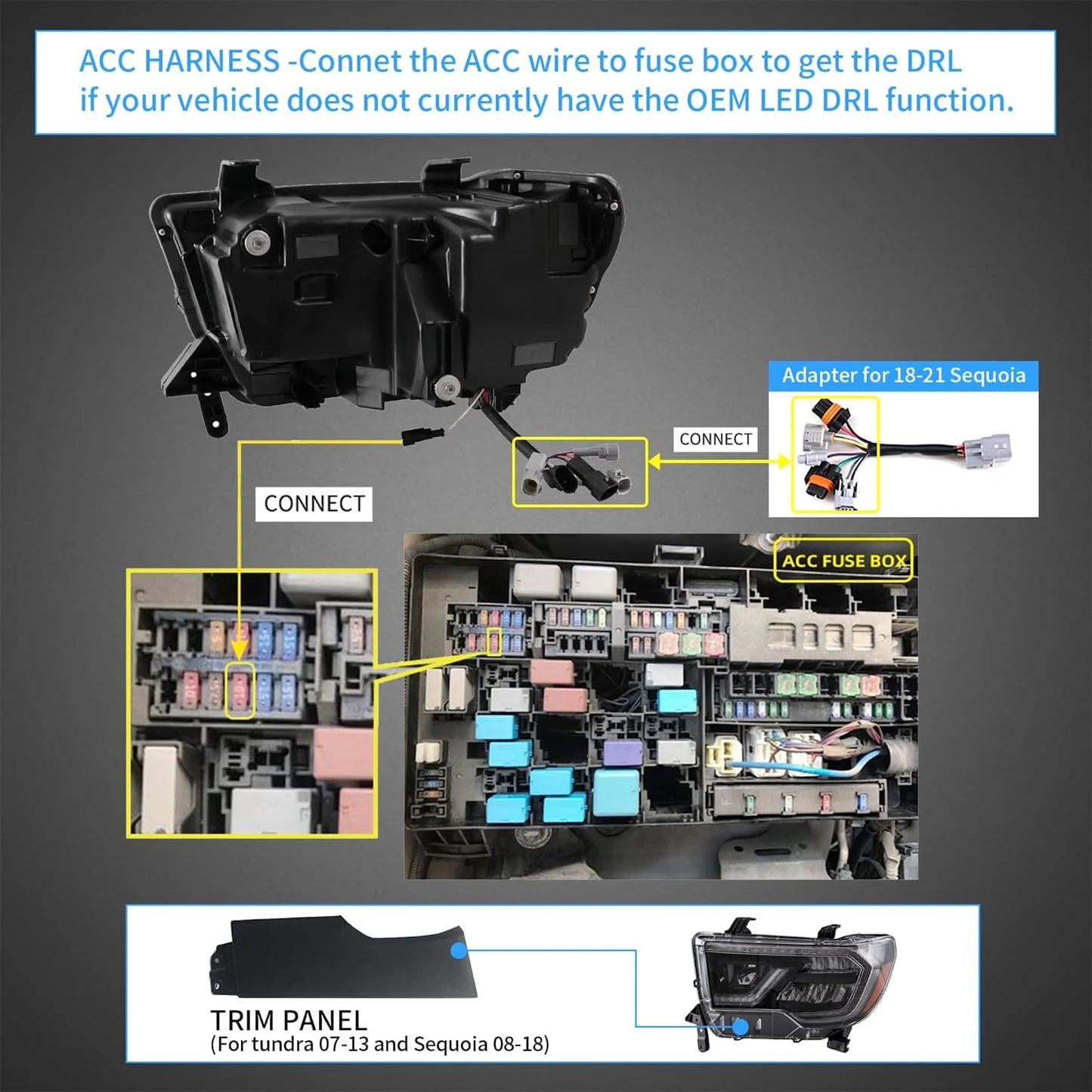 LED Headlights for Toyota Tundra 2007-2013 and Sequoia 2008-2017 2nd Generation (Fits US and Canadian Models). 
