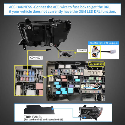 LED Headlights for Toyota Tundra 2007-2013 and Sequoia 2008-2017 2nd Generation (Fits US and Canadian Models). 