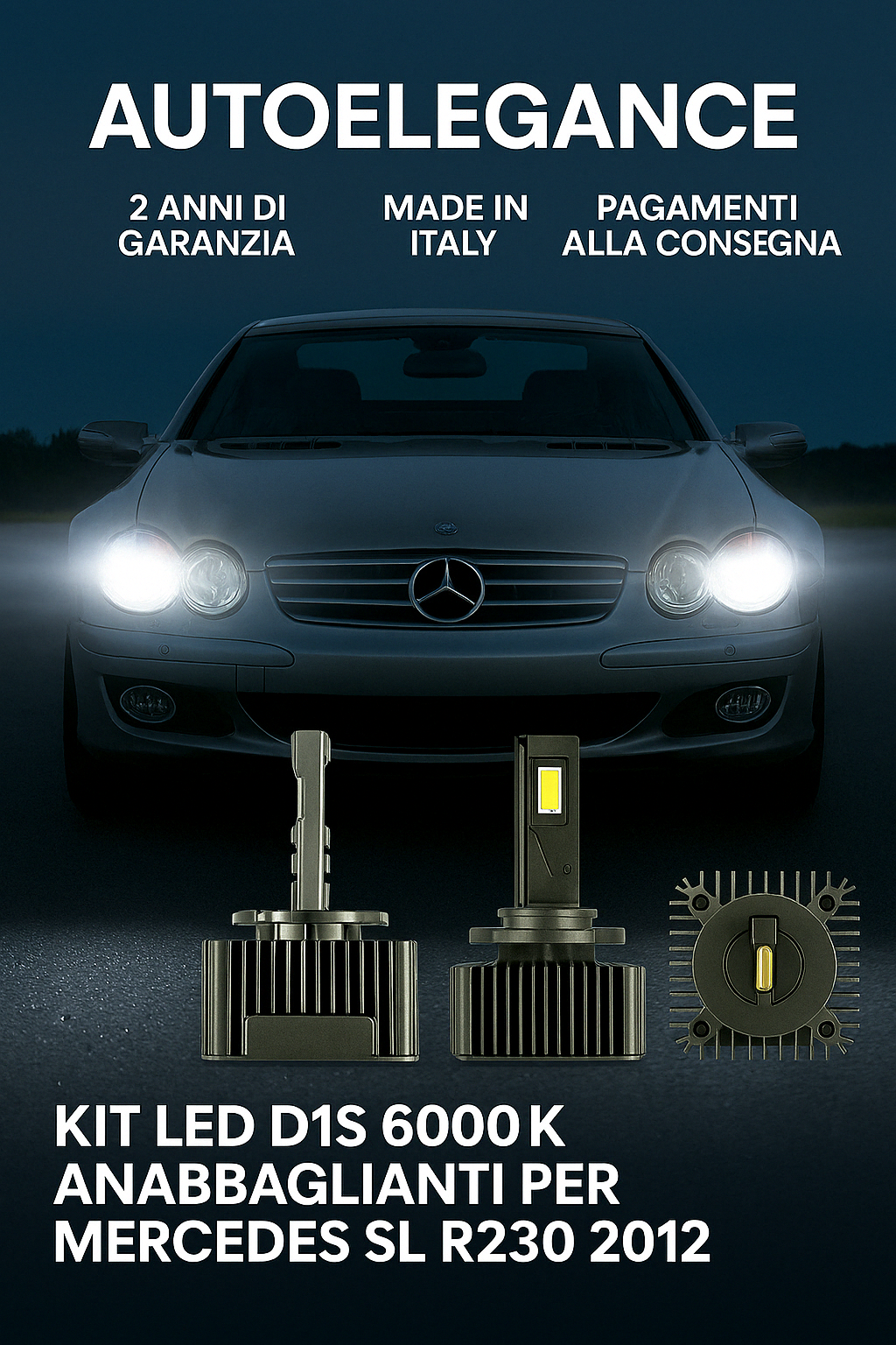 ⭐KIT XENON D1S 6000K ANABBAGLIANTI PER MERCEDES SL R230 – LUCE BIANCA POTENTE⭐