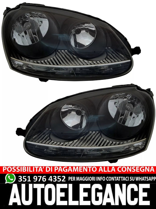 🔥Set fari per VW Golf 5 03-09 + GTI + Jetta in nero Set alogeno H7 LWR🔥