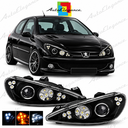 ART.11063 FARI ANTERIORI ADATTO PER PEUGEOT 206 02 LED NERO