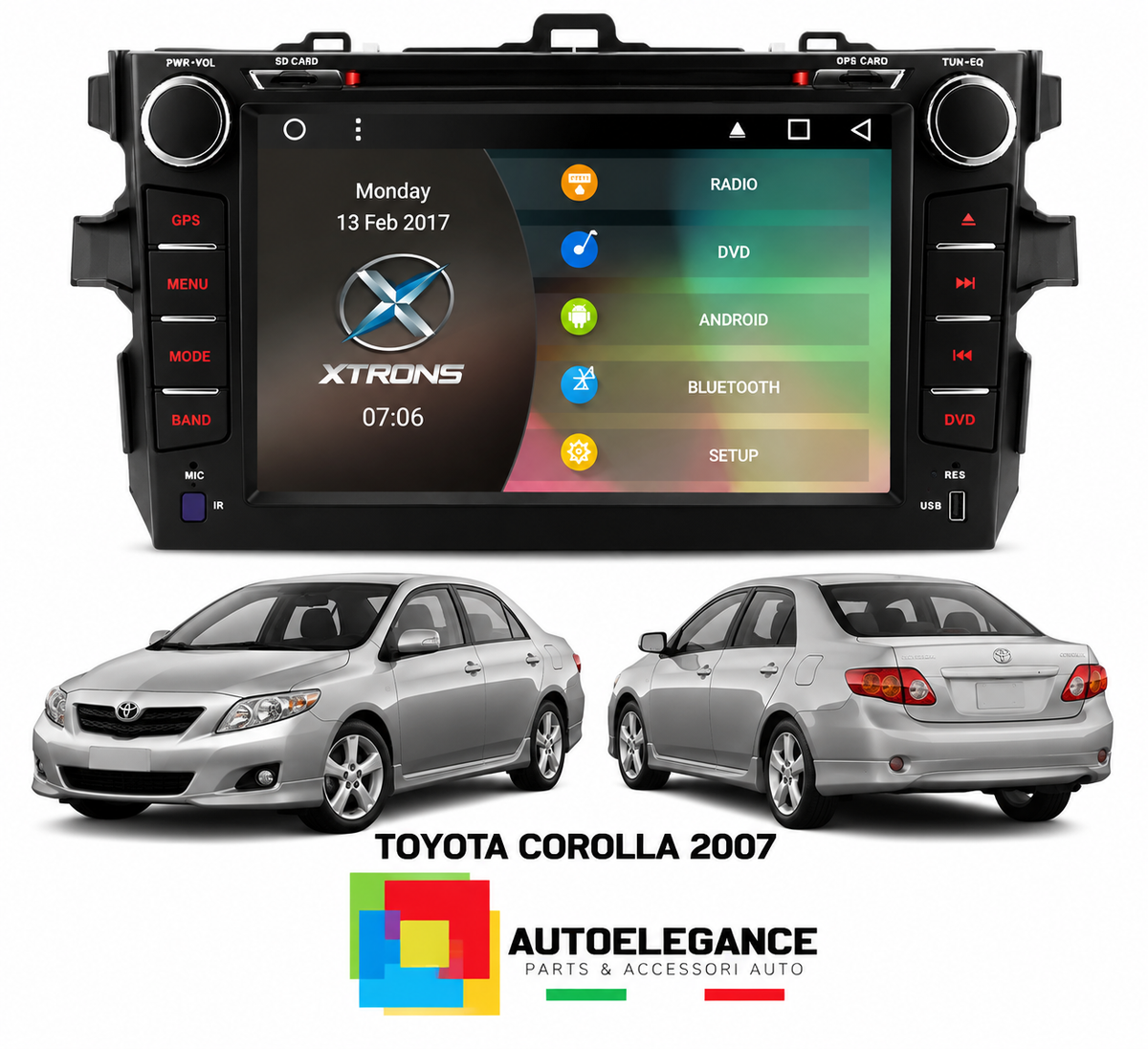 RADIO NAVEGADOR 8" ADATTO PER TOYOTA COROLLA 07-11 USB GPS TACTIL HD