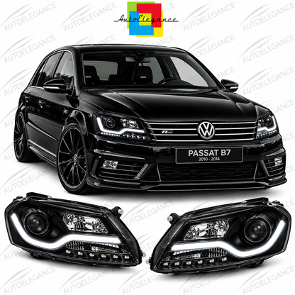 ART.5917  FARI ANTERIORI ADATTO PER VW PASSAT B7 10.10-10.14 NERO