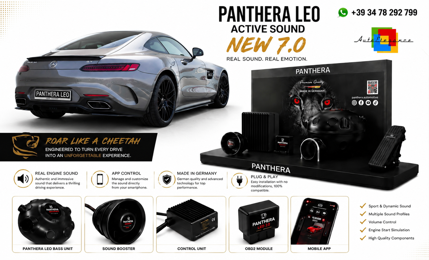 💕ART.2672 PANTHERA Soundsystem Booster 7.0 -Mercedes-AMG GT / GT S C190 💕