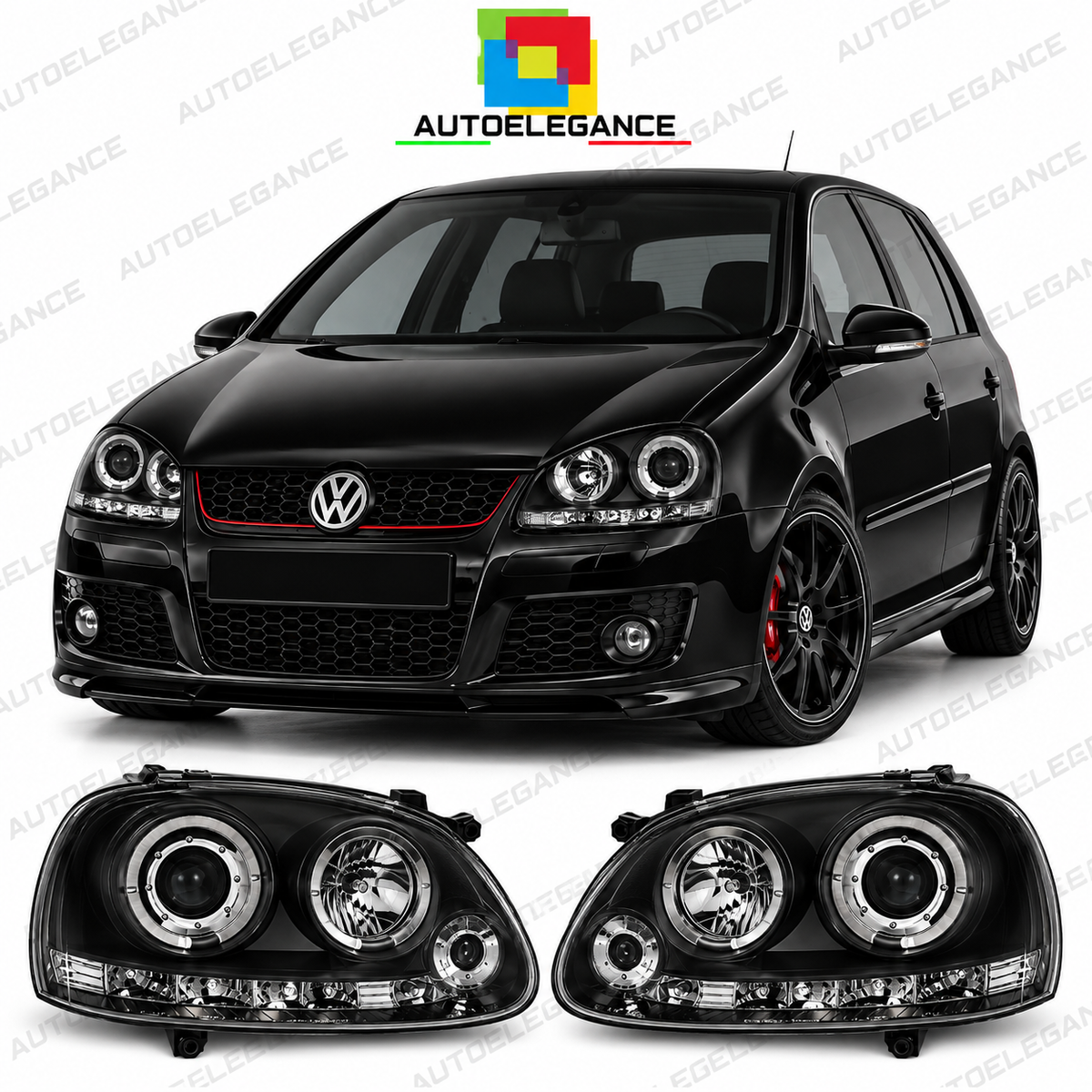 ART.6268 FARI ANTERIORI ADATTO PER  VW GOLF 5 2003-2009 NERO