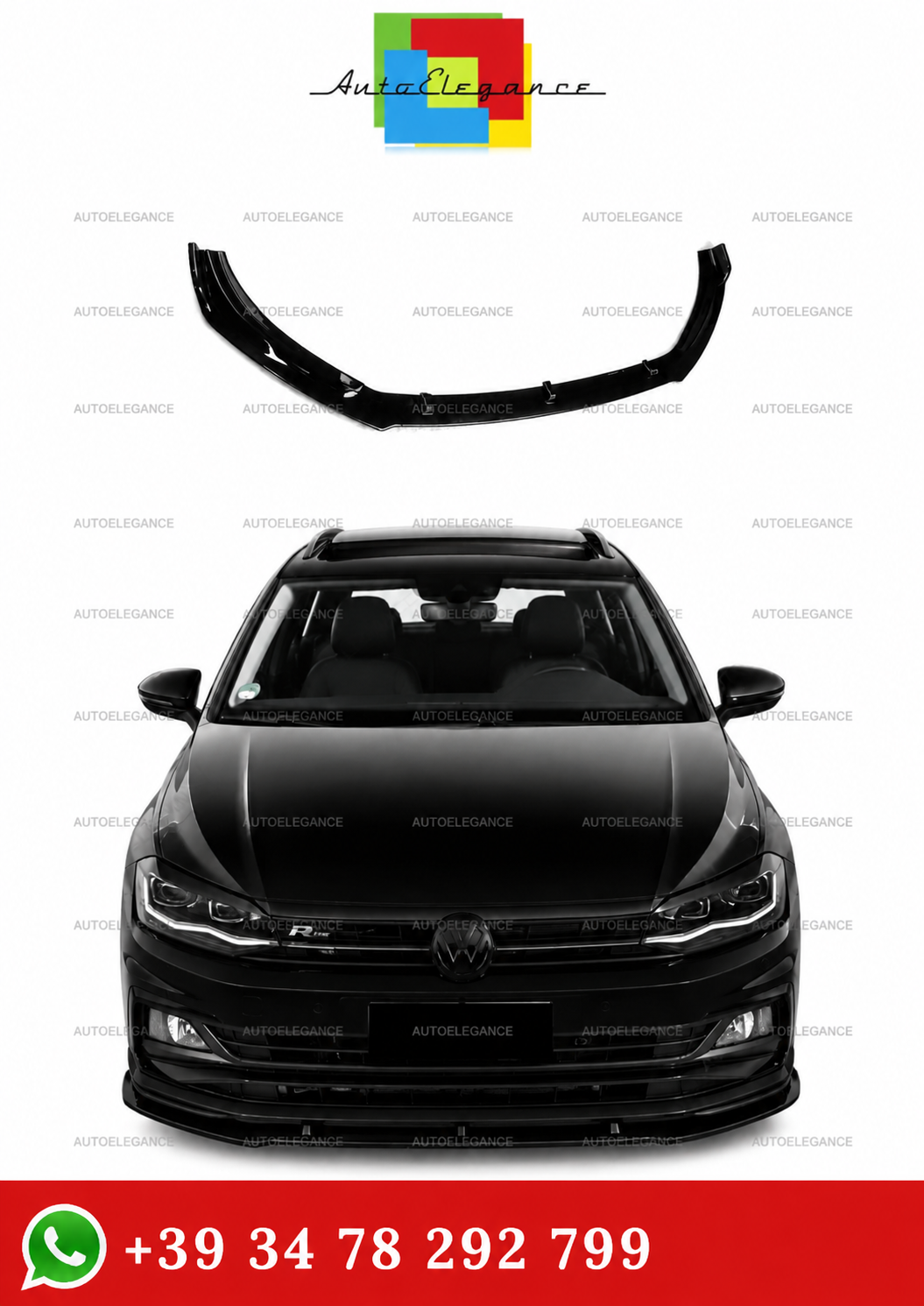 💫Splitter Anteriore Nero Lucido per Polo 8 GTI R-line 2017-2021💫