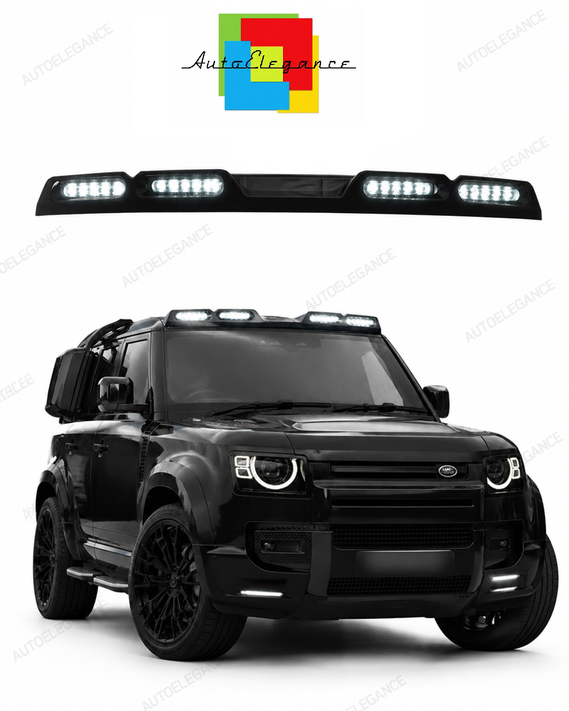 💕SPOILER ANTERIORI CON LED  LAND ROVER  DEFENDER 110 L663 NERO  LUCIDO 2020+ 💕