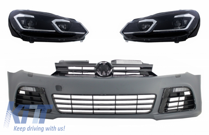 Front bumper suitable for VW Golf 6 VI (2008-2013) with LED headlights