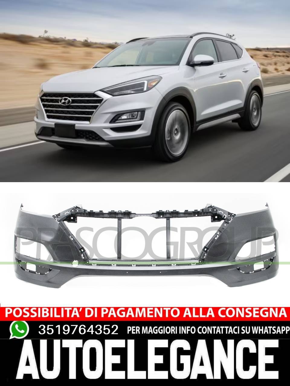 Paraurti Prasco Anteriore LISCIO NO PRIMER per HYUNDAI TUCSON 18-21