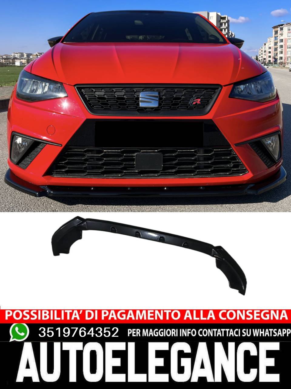 Splitter frontale adatto per SEAT Ibiza Mk5 2017-2021