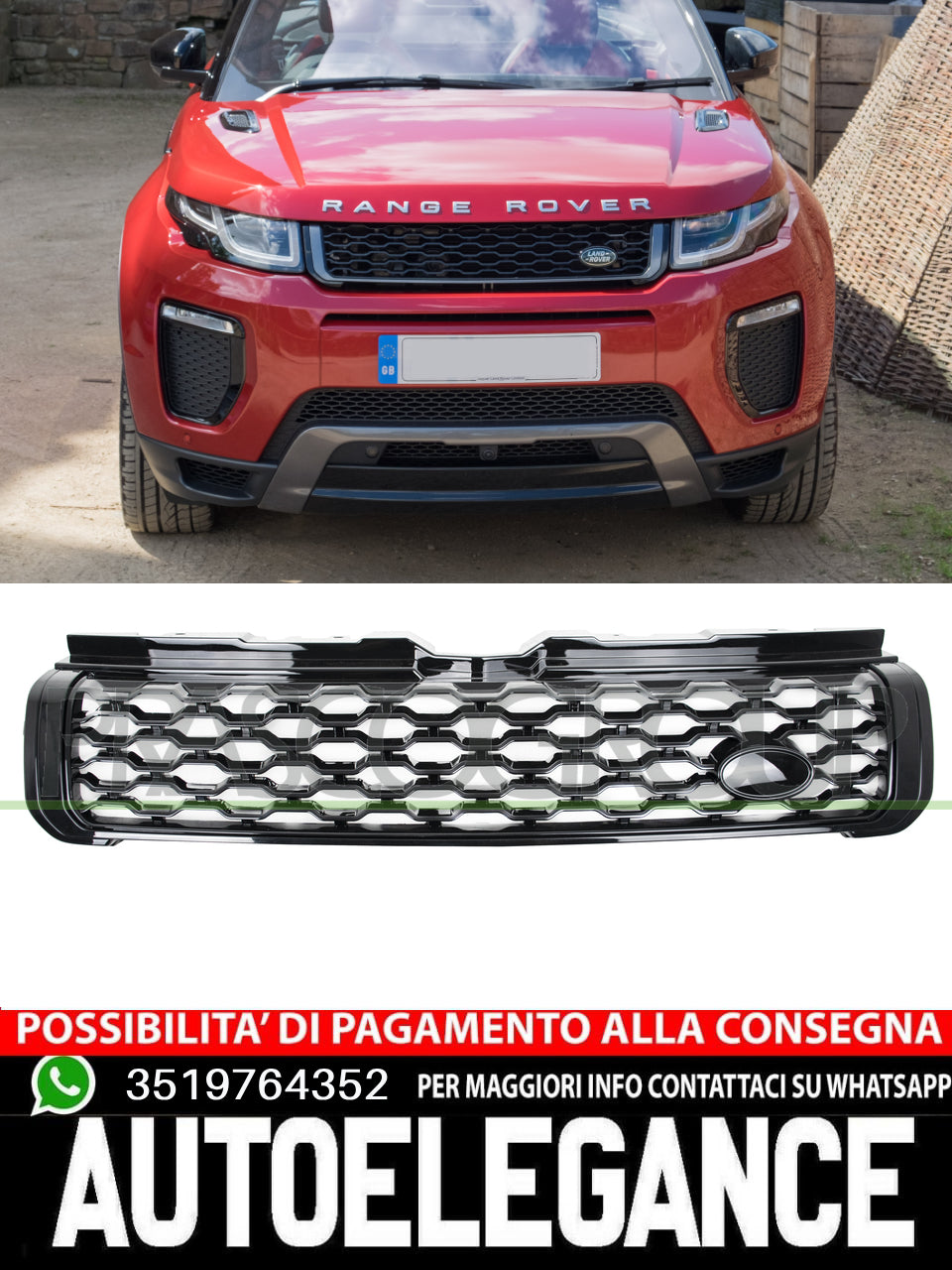 Griglia radiatore anteriore Prasco per LAND ROVER RANGE EVOQUE NERO LUCIDA SVR