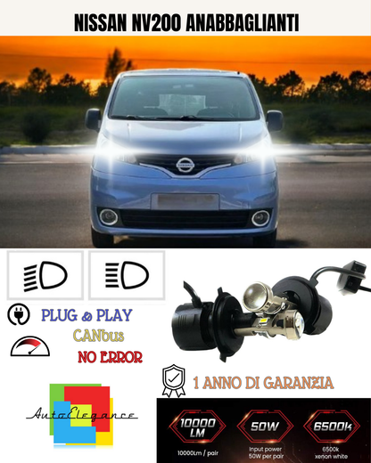 💕 KIT BI-LED H4 PER NISSAN NV200 18000 LUMEN 6000K 💕