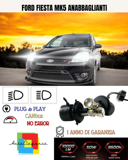 💕 KIT BI-LED H4 PER FORD FIESTA MK5 18000 LUMEN 6000K 💕
