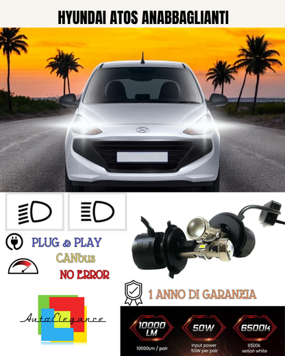 💕 KIT BI-LED H4 PER HYUNDAI ATOS 18000 LUMEN 6000K 💕