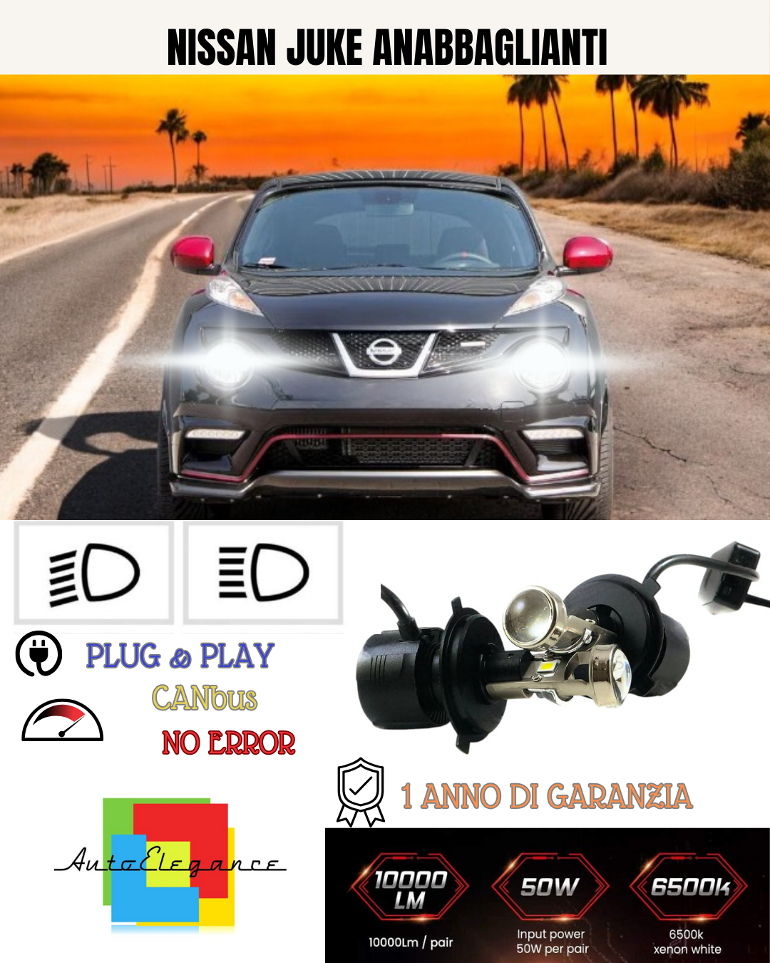 💕 KIT BI-LED H4 PER NISSAN JUKE 18000 LUMEN 6000K 💕