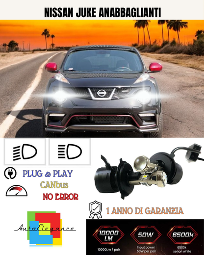 💕 KIT BI-LED H4 PER NISSAN JUKE 18000 LUMEN 6000K 💕